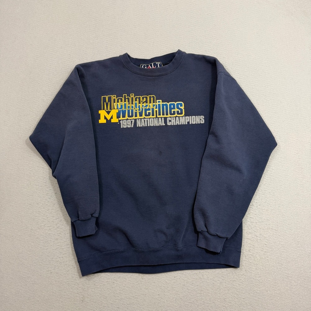Vintage Michigan Wolverines 1997 National Champions Sweatshirt Large Blue 90s